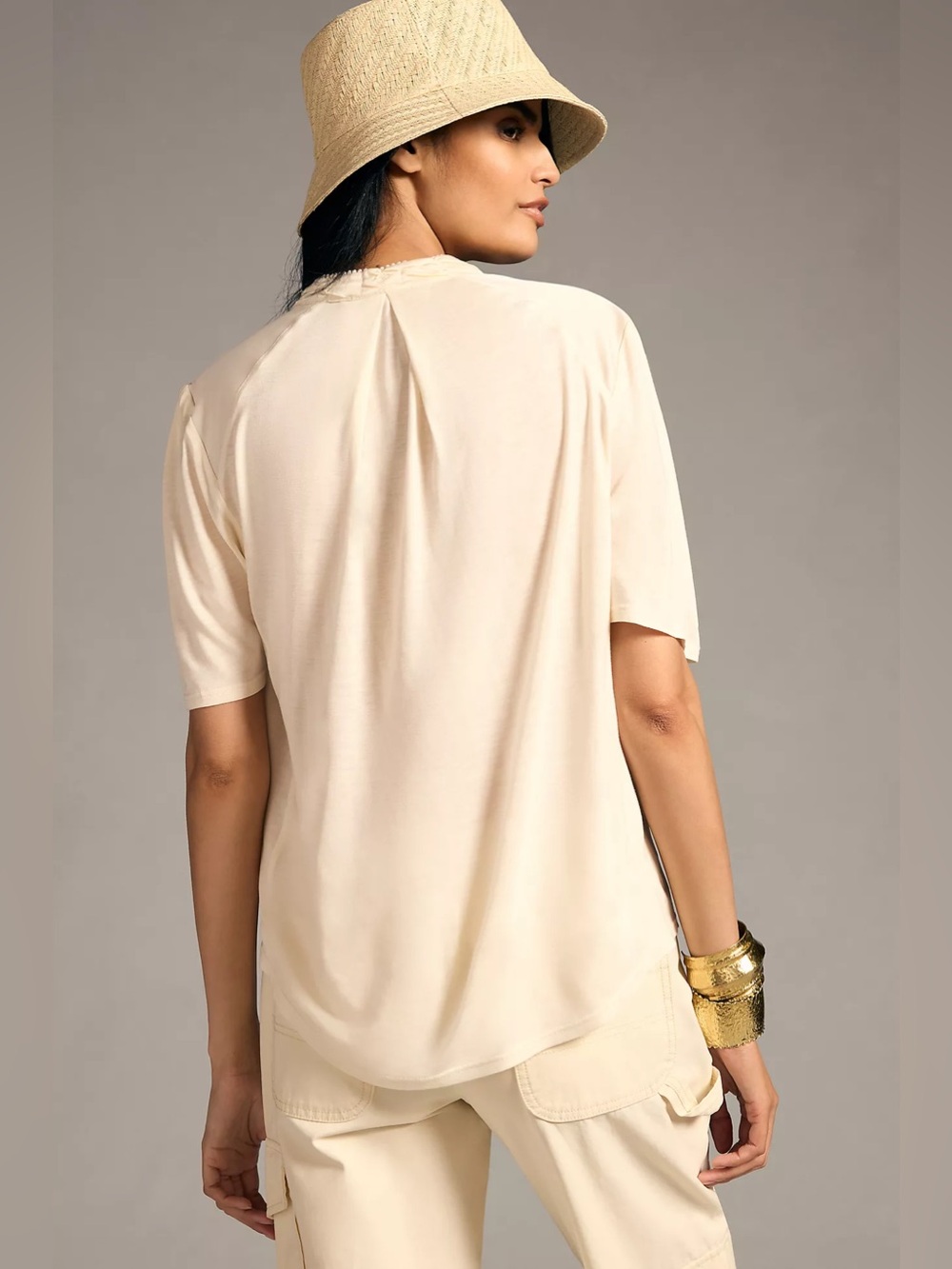 TINY Eliana Cream Embroidered Floral Short-Sleeve Blouse - Picture 2 of 13